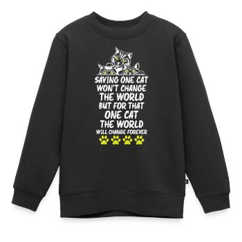 Amoureux des chats - Sweat Premium enfant bio - noir - Devant - AI Model Kid Female (0cm)