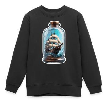 Flaschenschiff / Flaschenpost / Ahoi / Anker - Kinder Premium Organic Sweatshirt - Schwarz - Vorne - AI Model Kid Female (0cm)