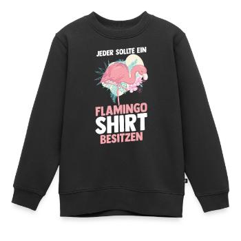 Jeder sollte ein Flamingo besitzen - Kinder Premium Organic Sweatshirt - Schwarz - Vorne - AI Model Kid Female (0cm)