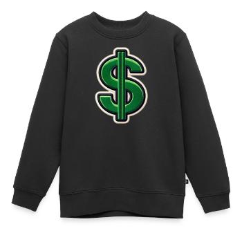 Grüner Dollar-Patch Stickerei - Kinder Premium Organic Sweatshirt - Schwarz - Vorne - AI Model Kid Female (0cm)