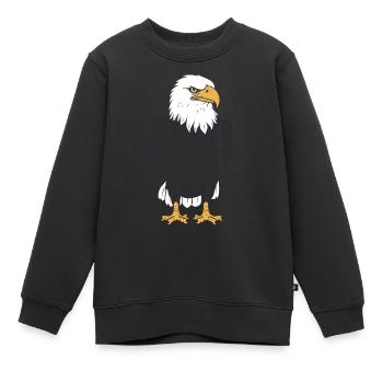 Citation humour Oiseau aigle - Sweat Premium enfant bio - noir - Devant - AI Model Kid Female (0cm)