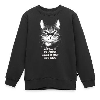Chat Internet - Sweat Premium enfant bio - noir - Devant - AI Model Kid Female (0cm)