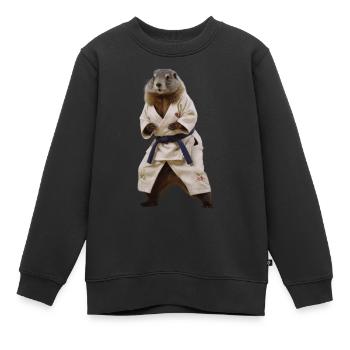 Sportliches Murmeltier - Kinder Premium Organic Sweatshirt - Schwarz - Vorne - AI Model Kid Female (0cm)