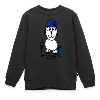 British English ScHoF - Kinder Premium Organic Sweatshirt - Schwarz - Vorne - AI Model Kid Female (0cm)