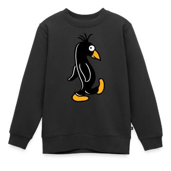 Pinguin läuft ulkig dumm guckt lustig doof albern - Kinder Premium Organic Sweatshirt - Schwarz - Vorne - AI Model Kid Female (0cm)
