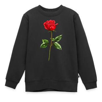 Rose Blume Liebe - Kinder Premium Organic Sweatshirt - Schwarz - Vorne - AI Model Kid Female (0cm)