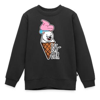 Eisbär in freier Wildbahn an der Eisdiele, LECKER! - Kinder Premium Organic Sweatshirt - Schwarz - Vorne - AI Model Kid Female (0cm)