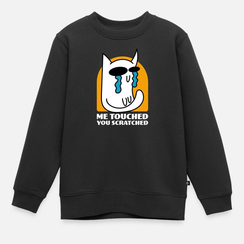 Moi Touché Vous Rayé Drôle De Chat Dessin Animé - Sweat Premium enfant bio - noir