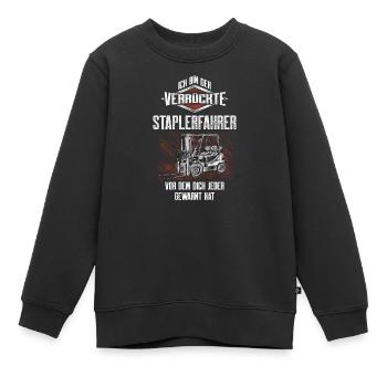 Le motif de l’ironie du cariste fou - Sweat Premium enfant bio - noir - Devant - AI Model Kid Female (0cm)