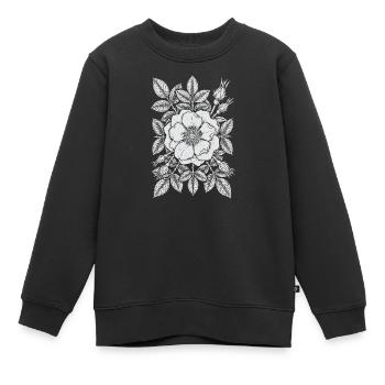 Fleurs de rose sauvage - Sweat Premium enfant bio - noir - Devant - AI Model Kid Female (0cm)