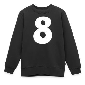 Huit : Chiffre minimaliste 8 | Huitième - Sweat Premium enfant bio - noir - Devant - AI Model Kid Female (0cm)