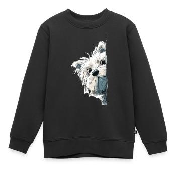 Peeking Westie Terrier Süßes Hundeliebhaber-Merch - Kinder Premium Organic Sweatshirt - Schwarz - Vorne - AI Model Kid Female (0cm)