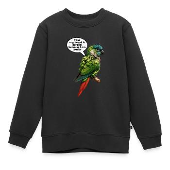 Grünwangen-Conure-Meme Lustiger Conure-Papagei - Kinder Premium Organic Sweatshirt - Schwarz - Vorne - AI Model Kid Female (0cm)