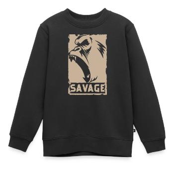 Gorilla Primat Gewichtheben Dschungel - Kinder Premium Organic Sweatshirt - Schwarz - Vorne - AI Model Kid Female (0cm)