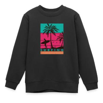 Retro Surfing Design für Surfer und Surfergirls - Kinder Premium Organic Sweatshirt - Schwarz - Vorne - AI Model Kid Female (0cm)