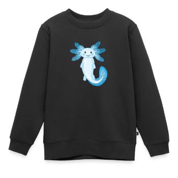 Cute blue axolotl swimming in an ocean - Kids Premium Organic Sweatshirt - black - Front - AI Model Kid Female (0cm)