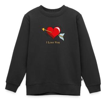 Cœur de Cupidon - Sweat Premium enfant bio - noir - Devant - AI Model Kid Female (0cm)