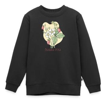 Botanische Zeichnung der Gewöhnlichen Walderdbeere - Kinder Premium Organic Sweatshirt - Schwarz - Vorne - AI Model Kid Female (0cm)
