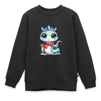 Serpent mignon avec Couronne de cristal de glace - Sweat Premium enfant bio - noir - Devant - AI Model Kid Female (0cm)