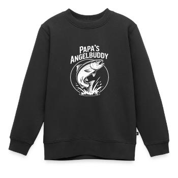 Papas Angelbuddy Angelexperte Fischen mit Papa - Kinder Premium Organic Sweatshirt - Schwarz - Vorne - AI Model Kid Female (0cm)