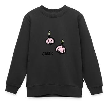 Knoblauch - Kinder Premium Organic Sweatshirt - Schwarz - Vorne - AI Model Kid Female (0cm)