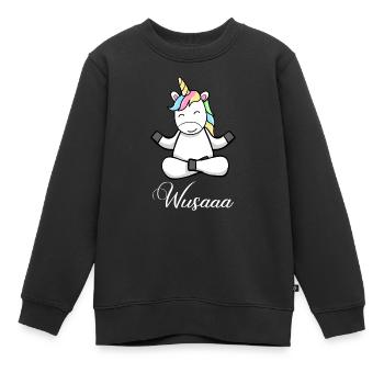 Auszeit Durchatmen Wusaaa Einhorn - Kinder Premium Organic Sweatshirt - Schwarz - Vorne - AI Model Kid Female (0cm)
