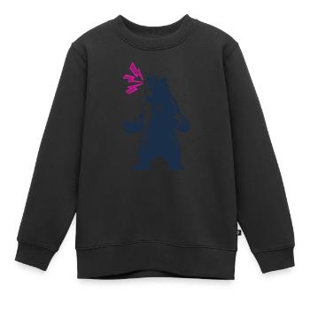 roaring bear neon - Kids Premium Organic Sweatshirt - black - Front - AI Model Kid Female (0cm)