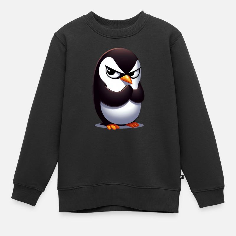 Pinguin Lustige Tiere - Kinder Premium Organic Sweatshirt - Schwarz