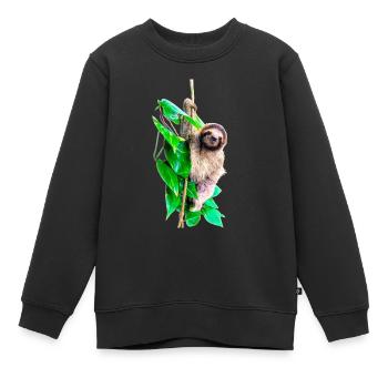 Kleines Faultier, Tiere, Regenwald, Costa Rica - Kinder Premium Organic Sweatshirt - Schwarz - Vorne - AI Model Kid Female (0cm)