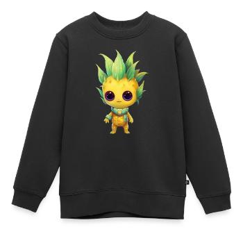 Alien Ananas Fusion: Punk-Frisur Außerirdischer - Kinder Premium Organic Sweatshirt - Schwarz - Vorne - AI Model Kid Female (0cm)