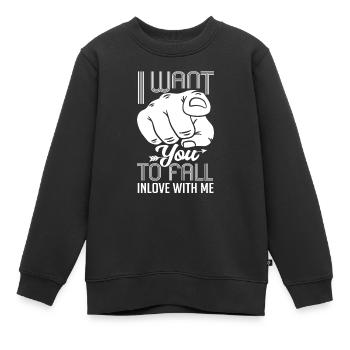 Zeigefinger Ich Will Dass Du Dich Verliebst - Kinder Premium Organic Sweatshirt - Schwarz - Vorne - AI Model Kid Female (0cm)