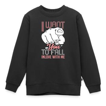 Zeigefinger Ich Will Dass Du Dich Verliebst - Kinder Premium Organic Sweatshirt - Schwarz - Vorne - AI Model Kid Female (0cm)