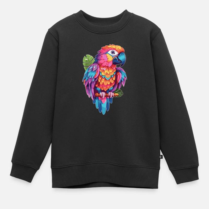 Perroquet - Sweat Premium enfant bio - noir
