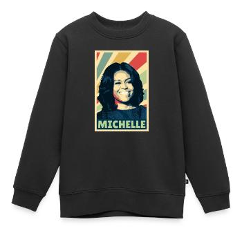 Michelle Obama Vintage Colores - Sweat Premium enfant bio - noir - Devant - AI Model Kid Female (0cm)