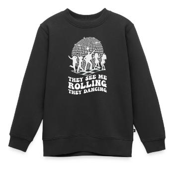 Retro Groovy Disco Ball Party Vintage Club Lifes - Sweat Premium enfant bio - noir - Devant - AI Model Kid Female (0cm)