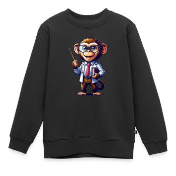 Cute Monkey Teacher - Kinder Premium Organic Sweatshirt - Schwarz - Vorne - AI Model Kid Female (0cm)