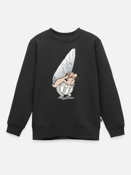 Asterix & Obelix - Obelix avec caillou - Sweat Premium enfant bio - noir
