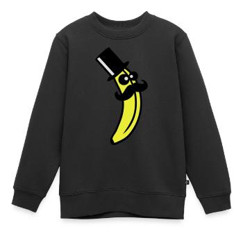 Sir Mustache Banana - Kinder Premium Organic Sweatshirt - Schwarz - Vorne - AI Model Kid Female (0cm)
