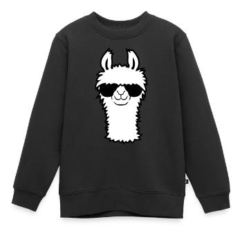 Lama moelleux cool - Sweat Premium enfant bio - noir - Devant - AI Model Kid Female (0cm)