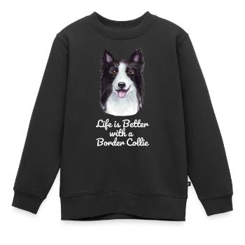 Border Collie - Sweat Premium enfant bio - noir - Devant - AI Model Kid Female (0cm)