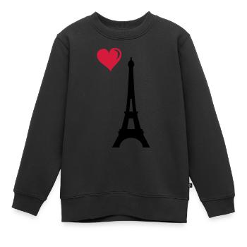 eiffel tower love - Kids Premium Organic Sweatshirt - black - Front - AI Model Kid Female (0cm)