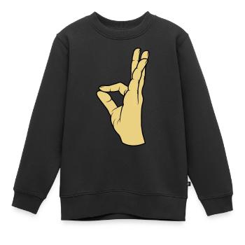 Perfect very tasty hand gesture - Kids Premium Organic Sweatshirt - black - Front - AI Model Kid Female (0cm)