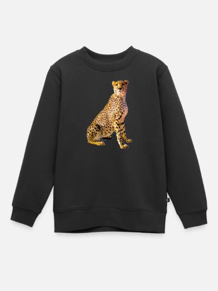 Gepardenporträt Goldene Flecken - Kinder Premium Organic Sweatshirt - Schwarz