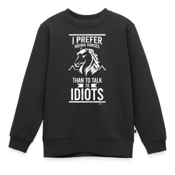 reiten Pferdesport Pony Pferdestall Reiterhof - Kinder Premium Organic Sweatshirt - Schwarz - Vorne - AI Model Kid Female (0cm)