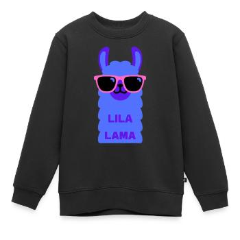 Lila Lama - Kinder Premium Organic Sweatshirt - Schwarz - Vorne - AI Model Kid Female (0cm)