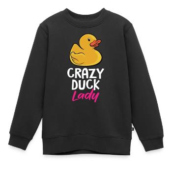 Crazy Rubber Duck Lady Funny Duckling Yellow Bath - Kinder Premium Organic Sweatshirt - Schwarz - Vorne - AI Model Kid Female (0cm)