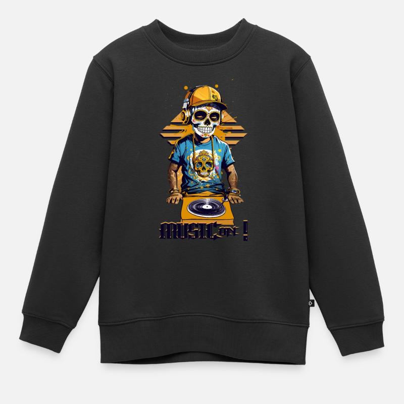 Skull DJ - Sweat Premium enfant bio - noir