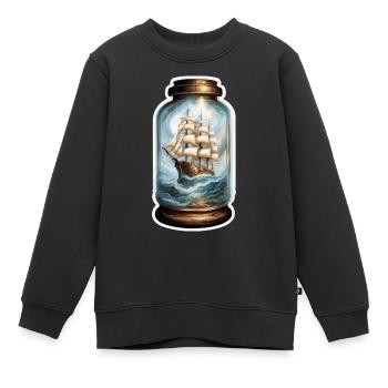 Flaschenschiff / Flaschenpost / Ahoi / Anker - Kinder Premium Organic Sweatshirt - Schwarz - Vorne - AI Model Kid Female (0cm)