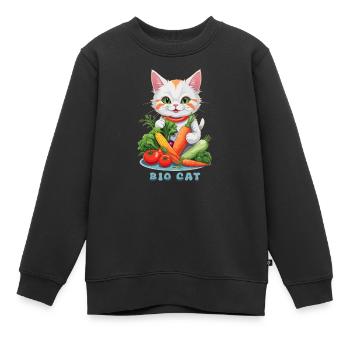Chat Bio - Sweat Premium enfant bio - noir - Devant - AI Model Kid Female (0cm)