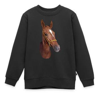 Stylized Horse Head - Kids Premium Organic Sweatshirt - black - Front - AI Model Kid Female (0cm)
